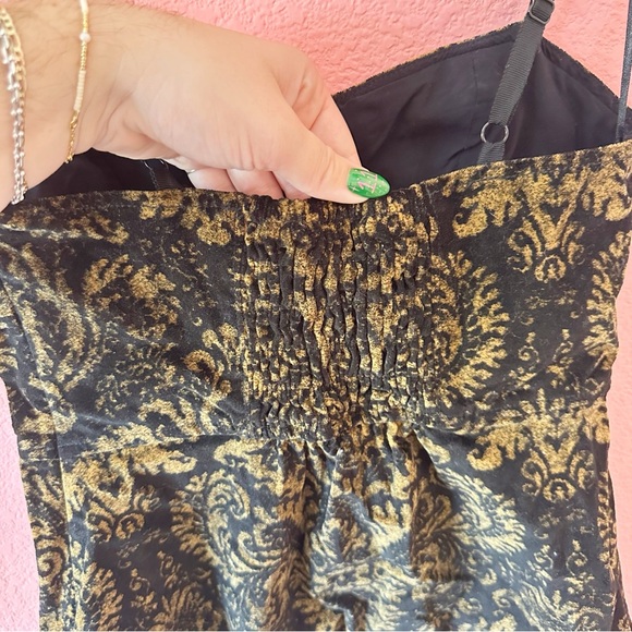 Urban Outfitters After All Corduroy Bustier Dress Black and Gold Medium - Picture 4 of 6